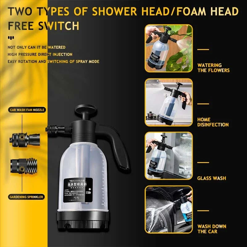 High-Pressure Foam Sprayer 2L – for Car Wash & Gardening 🌿